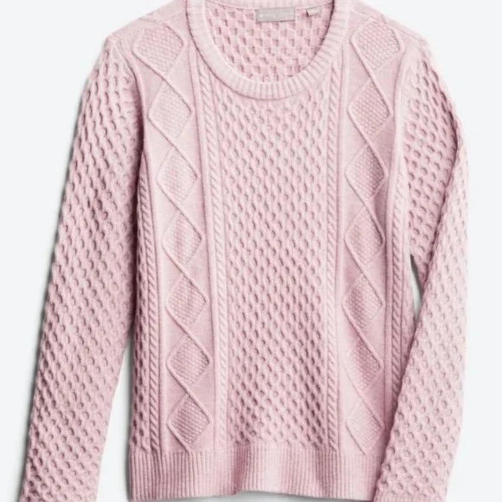 EVOLUTION HEATHER PURPLE CABLE KNIT SPRING SWEATER NEW WITH TAGS SIZE SMALL